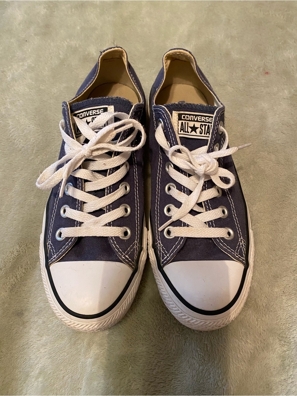 Converse Navy Canvas Low Top Sneakers with White Trim size 7 womens